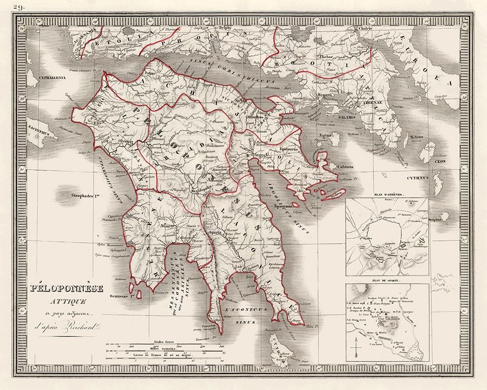 Europe Peloponnesus Peninsula Greece - Monin 1839 art print by Monin for $57.95 CAD