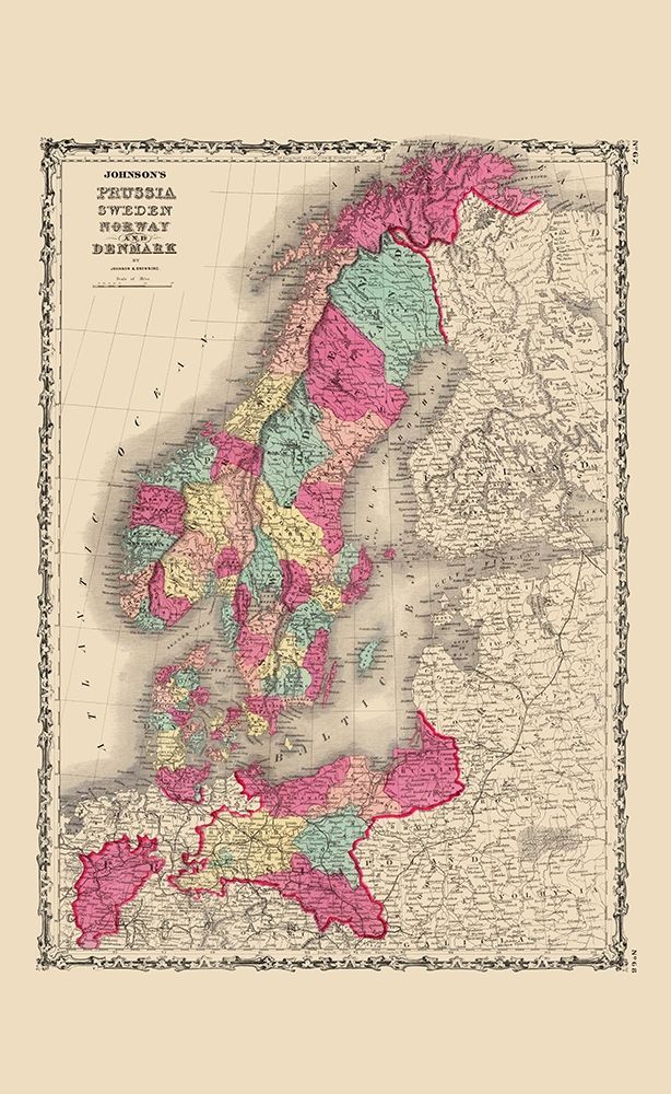 Scandinavia Prussia Sweden Norway Denmark art print by Johnson for $57.95 CAD