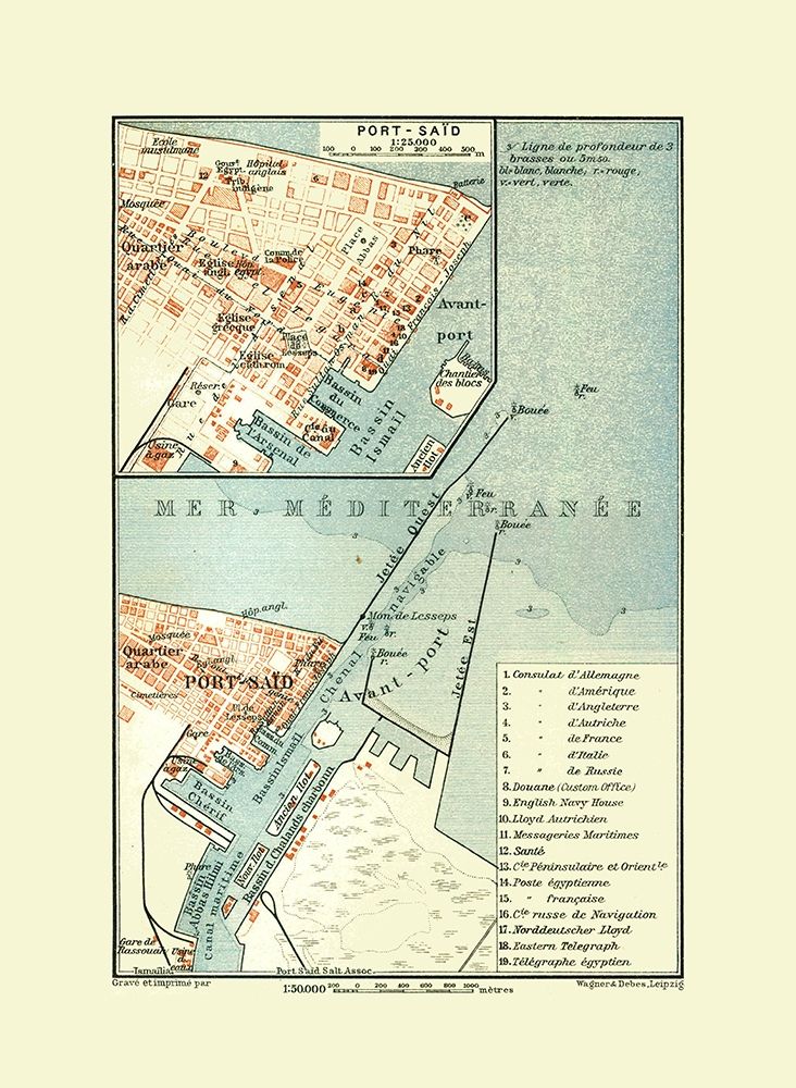 Port Said Egypt - Baedeker 1913 art print by Baedeker for $57.95 CAD
