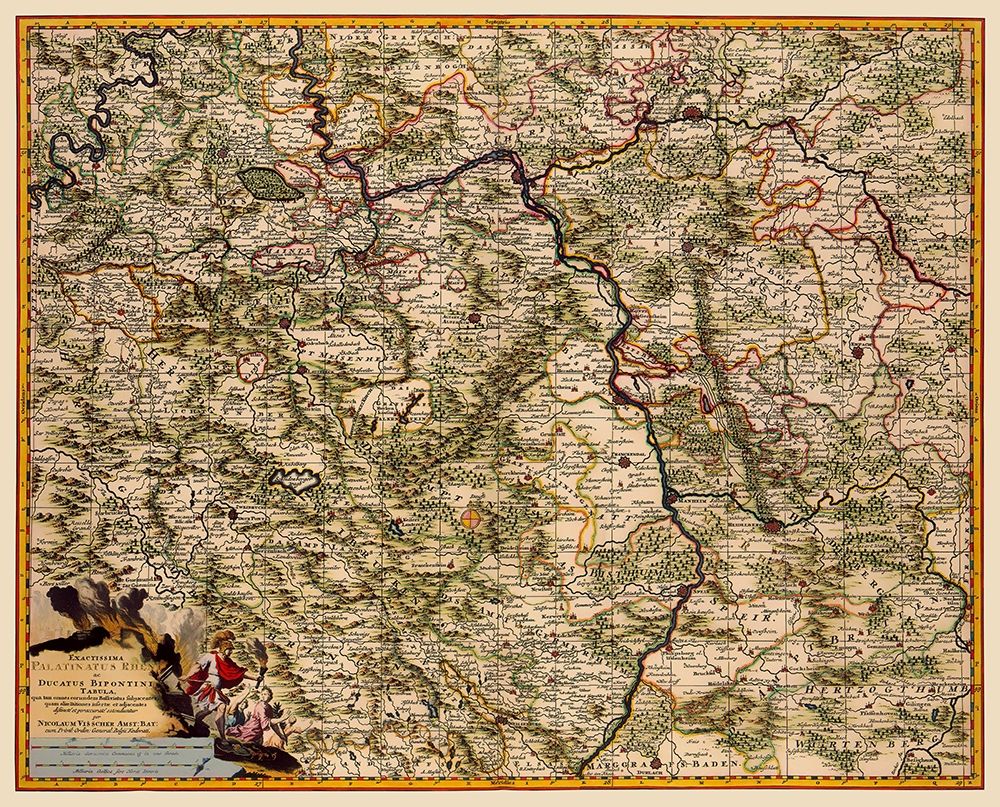 Rhine Region Germany - Visscher 1681 art print by Visscher for $57.95 CAD