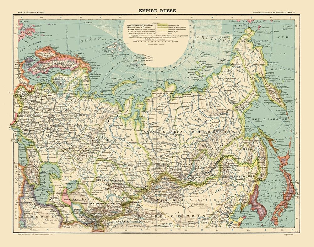 Asia Russian Empire Russia - Schrader 1908 art print by Schrader for $57.95 CAD