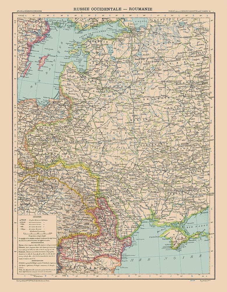 Europe Western Russia Romania - Schrader 1908 art print by Schrader for $57.95 CAD