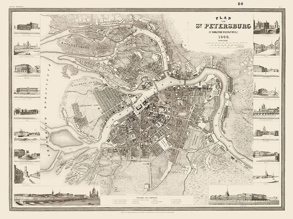 Saint Petersburg Plan Russia - Meyer 1844 art print by Meyer for $57.95 CAD