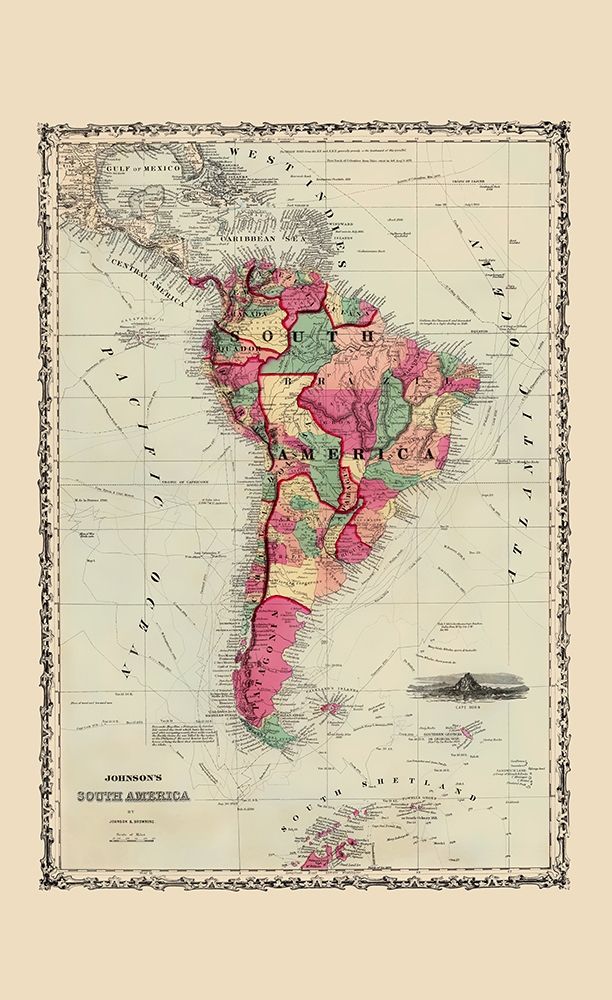South America - Johnson 1860 art print by Johnson for $57.95 CAD