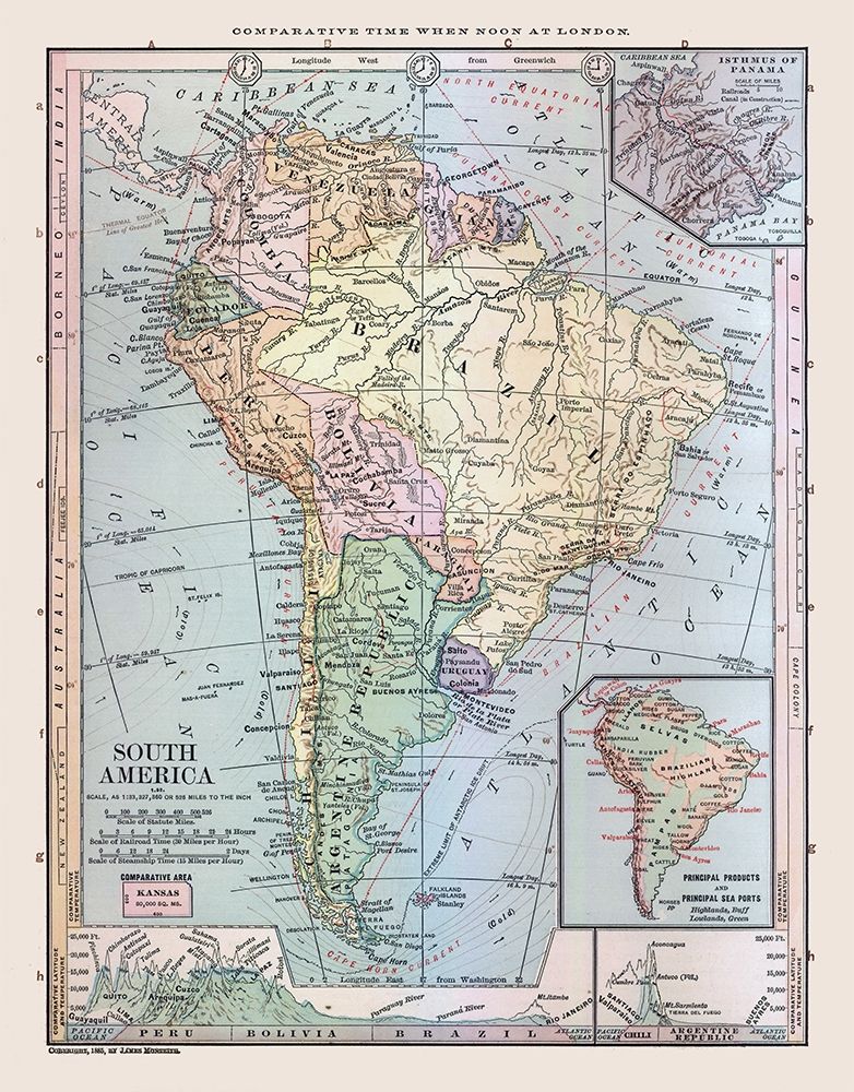 South America - Monteith 1882 art print by Monteith for $57.95 CAD