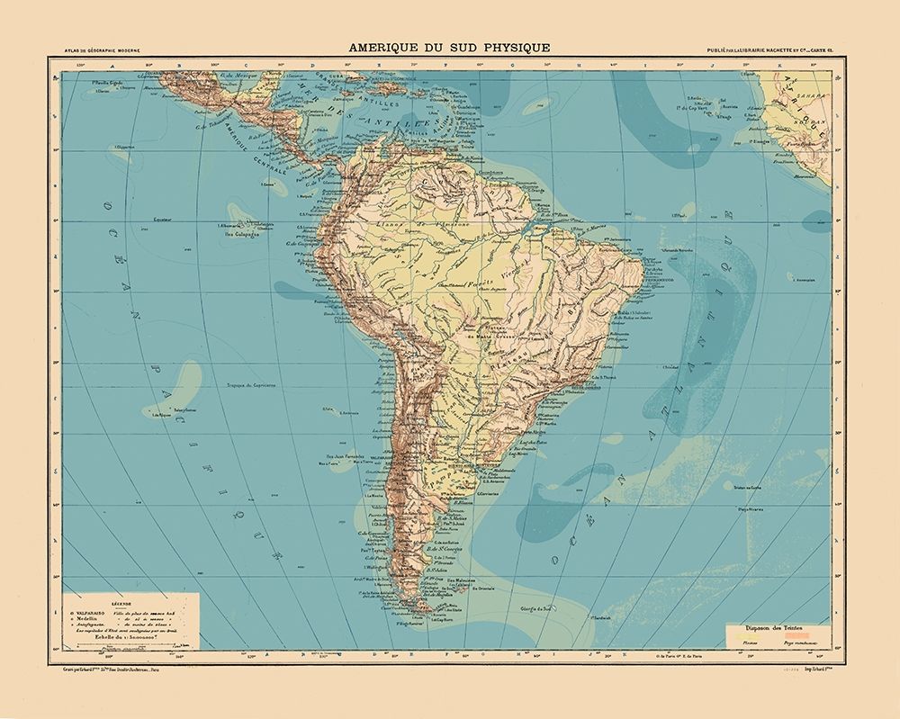 South America Physical - Schrader 1908 art print by Schrader for $57.95 CAD