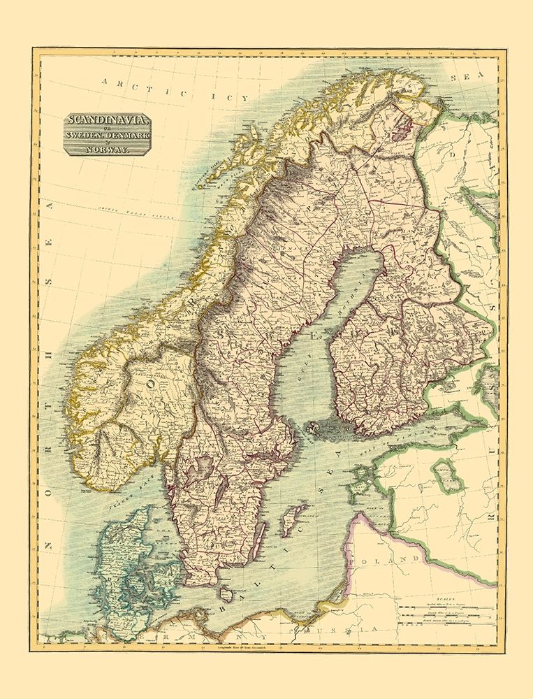 Scandinavia Sweden Denmark Norway - Thomson 1814 art print by Thomson for $57.95 CAD