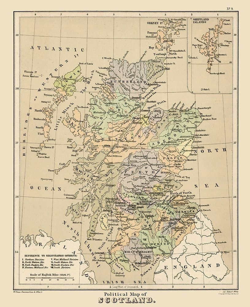Scotland - Political Map -  Allen art print by Allen for $57.95 CAD