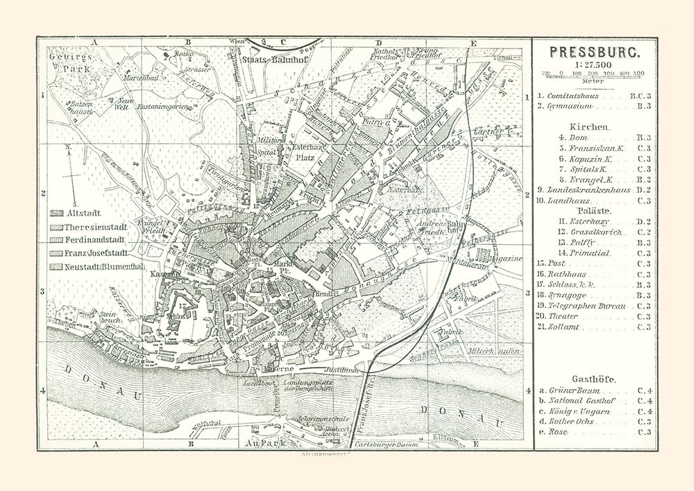 Bratislava Slovakia Europe - Baedeker 1896 art print by Baedeker for $57.95 CAD