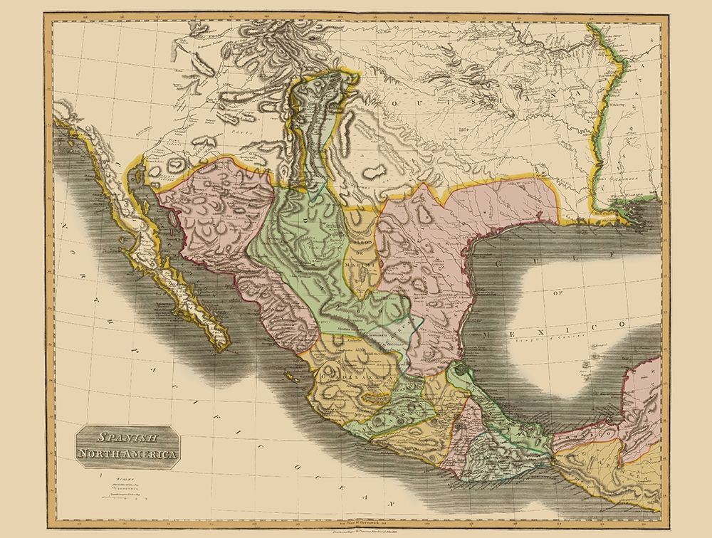 Spanish North America Mexico - Thomson 1814 art print by Thomson for $57.95 CAD