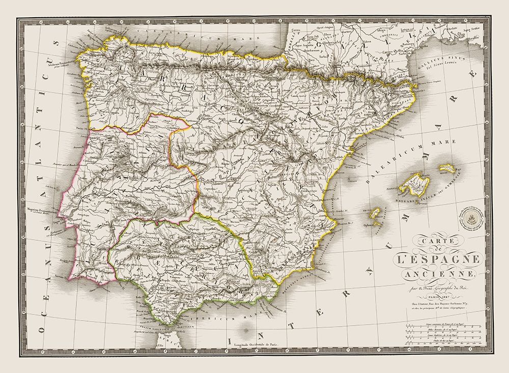 Spain Portugal - Brue 1827 art print by Brue for $57.95 CAD