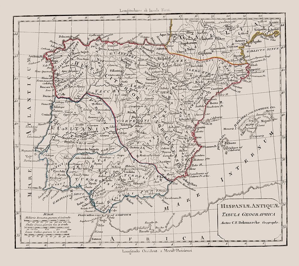 Spain Portugal - Delamarche 1790 art print by Delamarche for $57.95 CAD