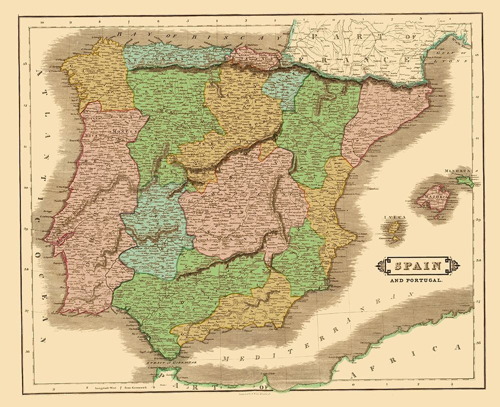 Spain Portugal - Hamilton 1831 art print by Hamilton for $57.95 CAD