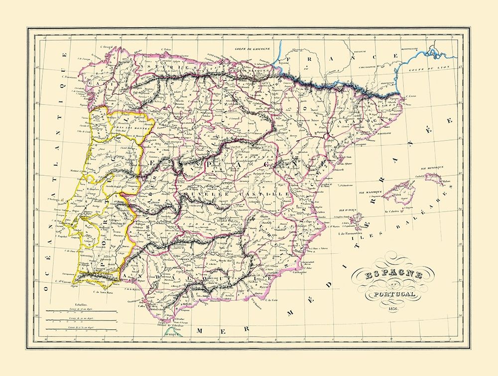 Spain Portugal - Andre 1836 art print by Andre for $57.95 CAD
