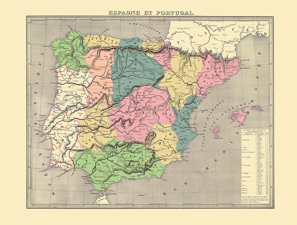 Spain Portugal - Goujon 1838 art print by Goujon for $57.95 CAD
