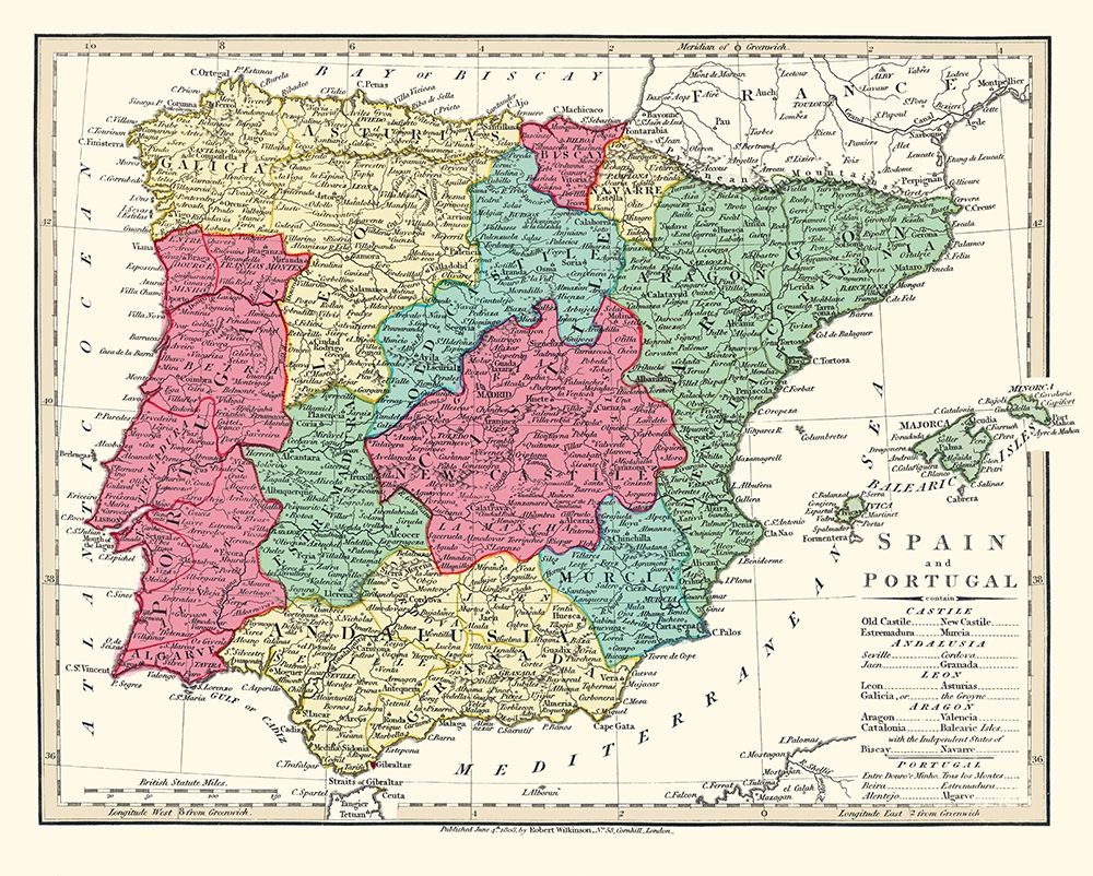 Spain Portugal - Wilkinson 1808 art print by Wilkinson for $57.95 CAD
