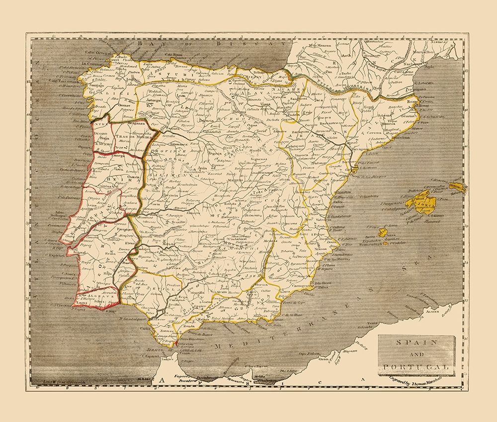 Spain Portugal - Thomas 1812 art print by Thomas for $57.95 CAD
