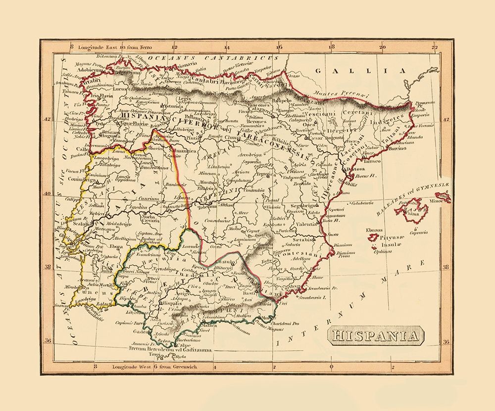 Spain Portugal - Thomas 1835 art print by Thomas for $57.95 CAD
