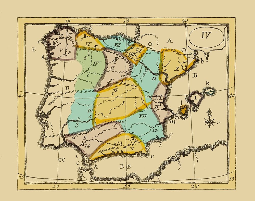 Spain Portugal - Bruyset 1784 art print by Bruyset for $57.95 CAD
