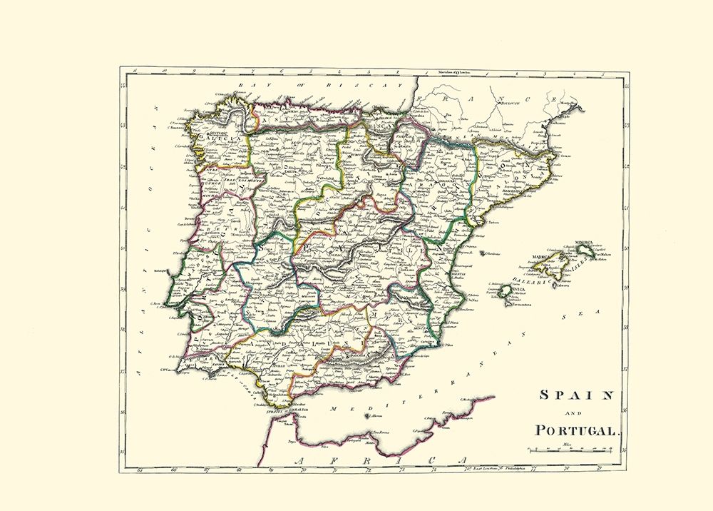 Spain Portugal - Carey 1814 art print by Carey for $57.95 CAD