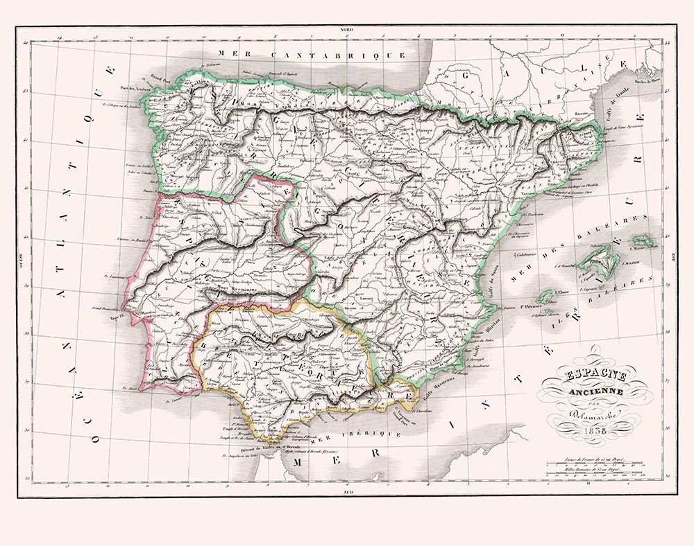 Spain Portugal - Delamarche 1847 art print by Delamarche for $57.95 CAD