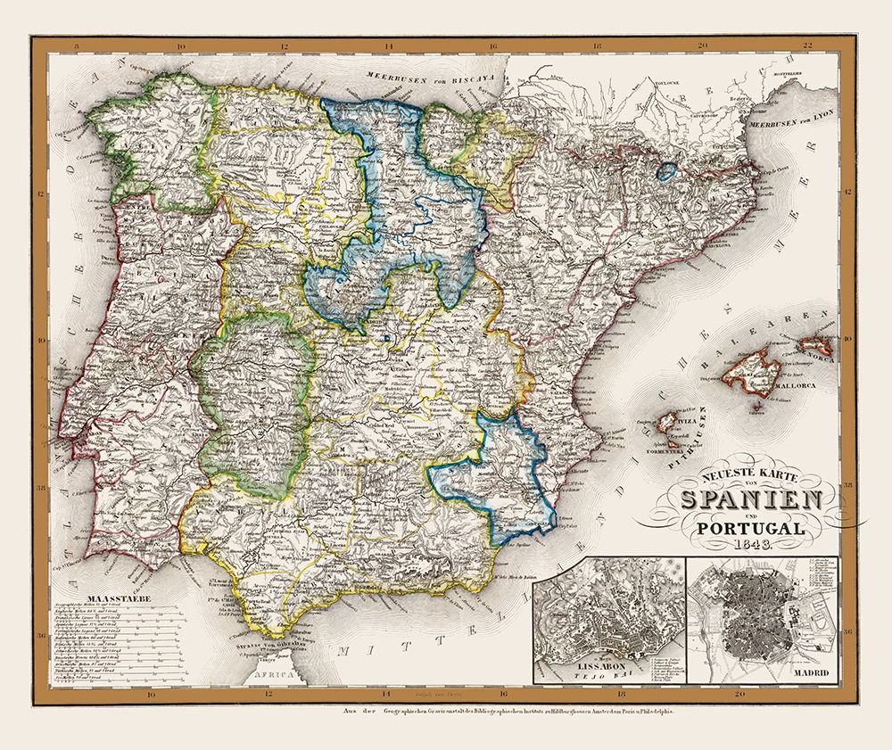 Spain Portugal - Meyer 1843 art print by Meyer for $57.95 CAD