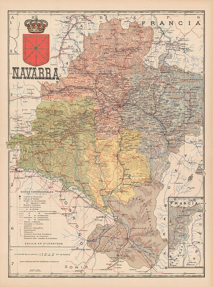 Europe Navarre France Spain - Martin 1902 art print by Martin for $57.95 CAD