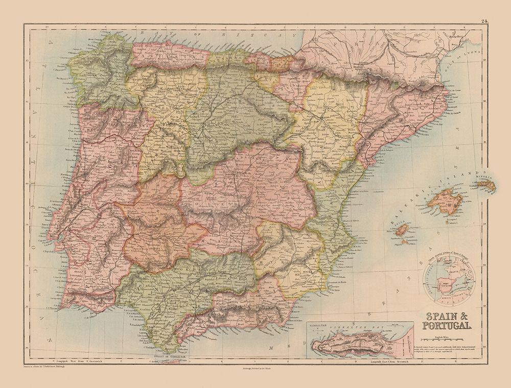 Spain Portugal - Black 1867 art print by Black for $57.95 CAD