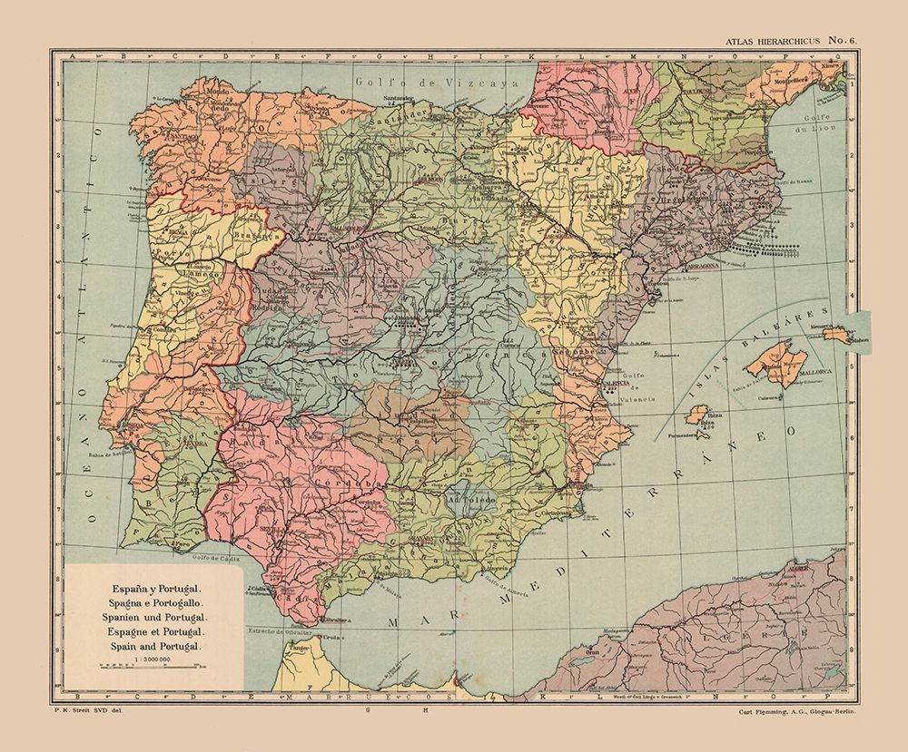 Spain Portugal - Streit 1913 art print by Streit for $57.95 CAD