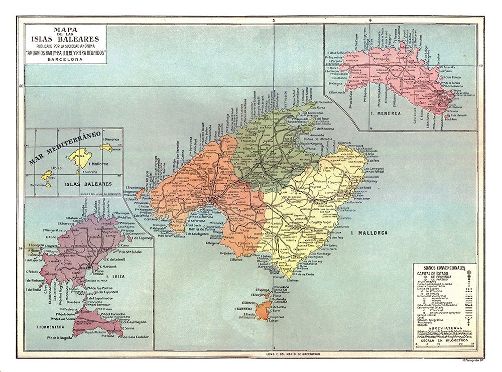 Balearic Islands Spain - Pompido 1913 art print by Pompido for $57.95 CAD