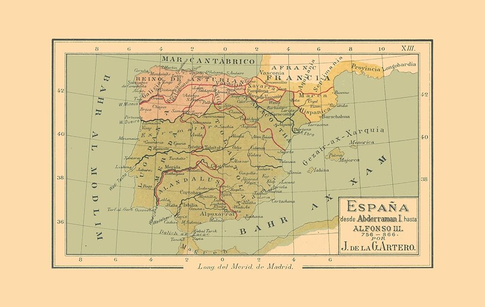 Spain 756 AD to 866 AD - Artero 1879 art print by Artero for $57.95 CAD