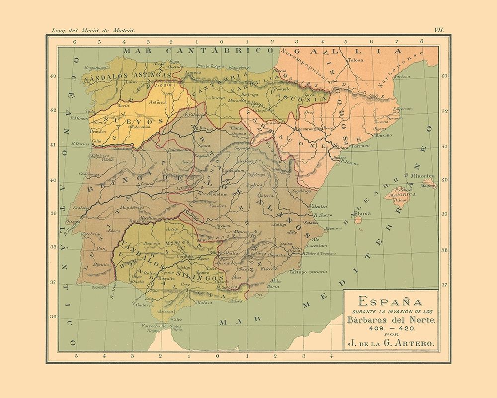 Spain 409 AD to 420 AD - Artero 1879 art print by Artero for $57.95 CAD