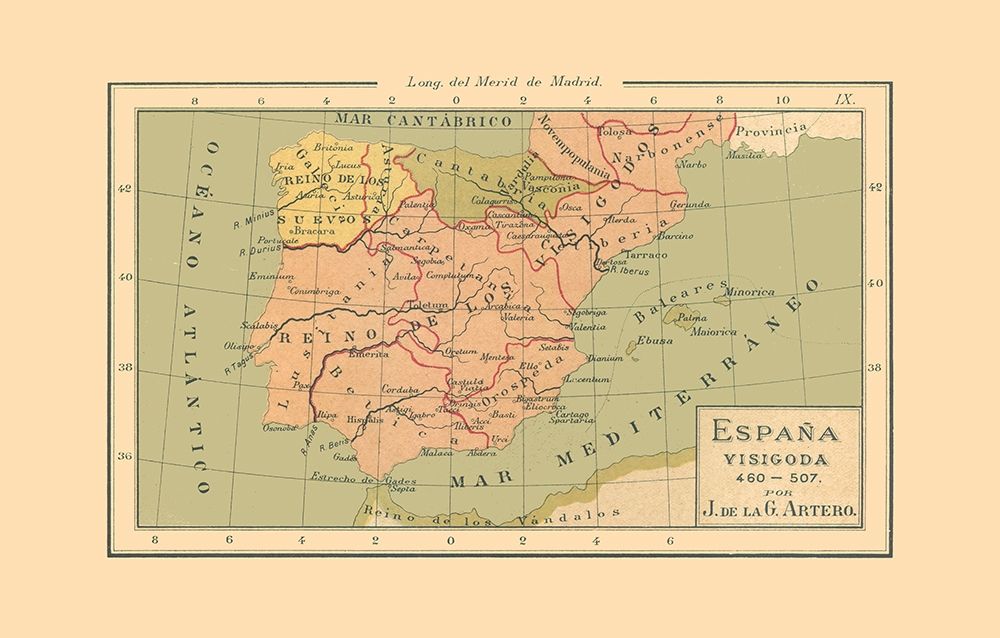 Spain 460 AD to 507 AD - Artero 1879 art print by Artero for $57.95 CAD