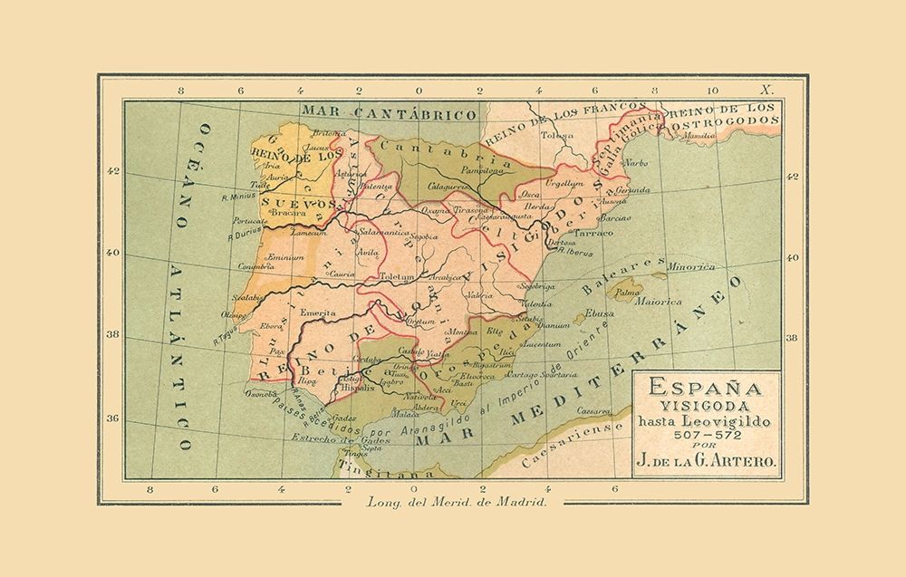 Spain 507 AD to 572 AD - Artero 1879 art print by Artero for $57.95 CAD