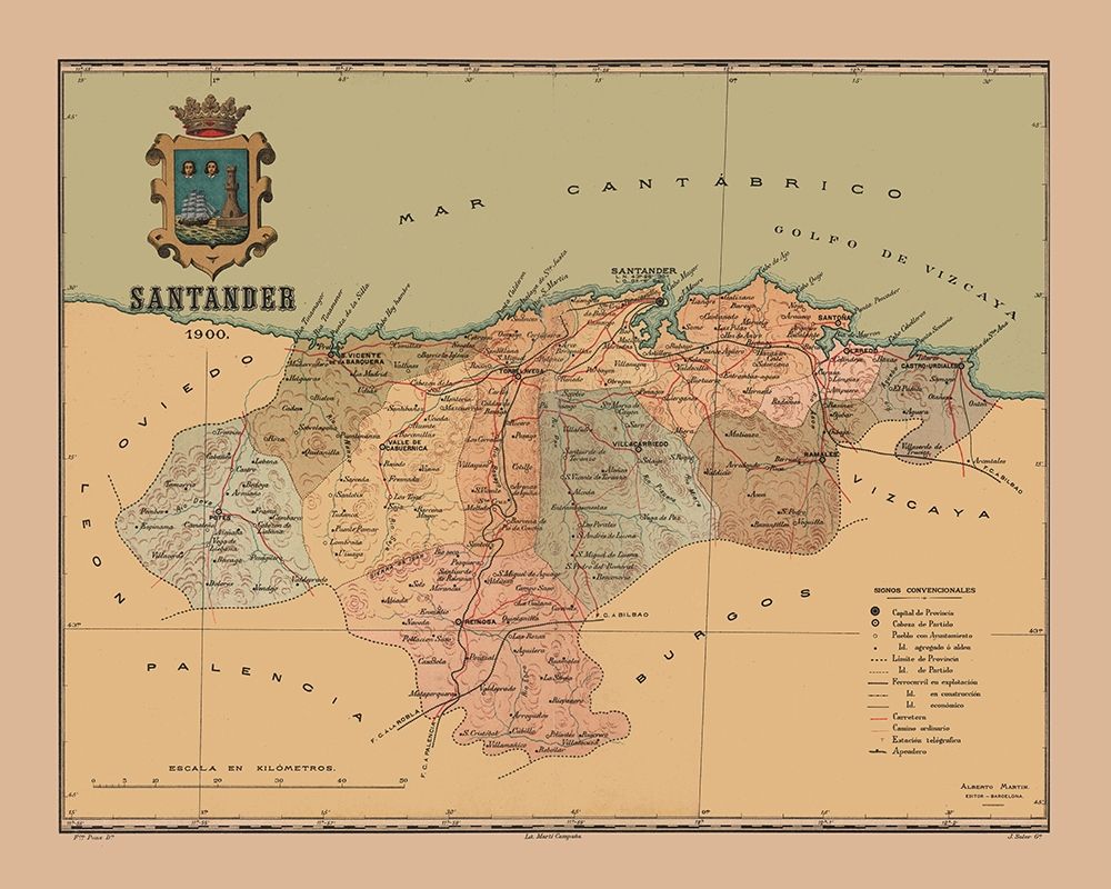 Santander Spain 1900 - Martine 1904 art print by Martine for $57.95 CAD