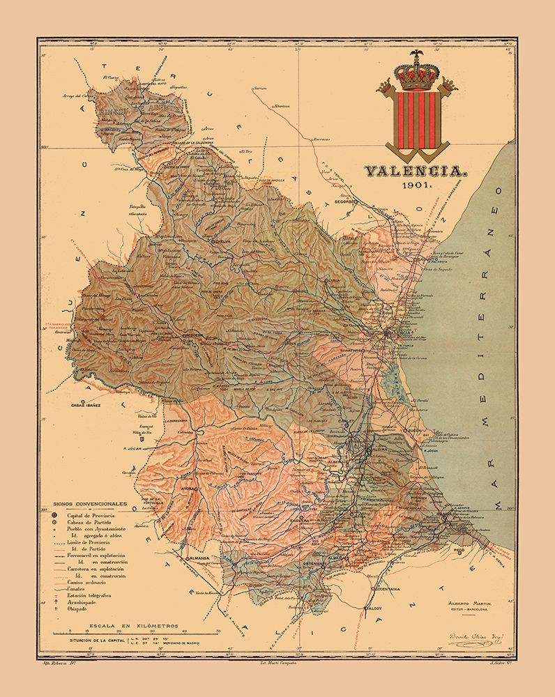 Valencia Spain 1901 - Martine 1904 art print by Martine for $57.95 CAD