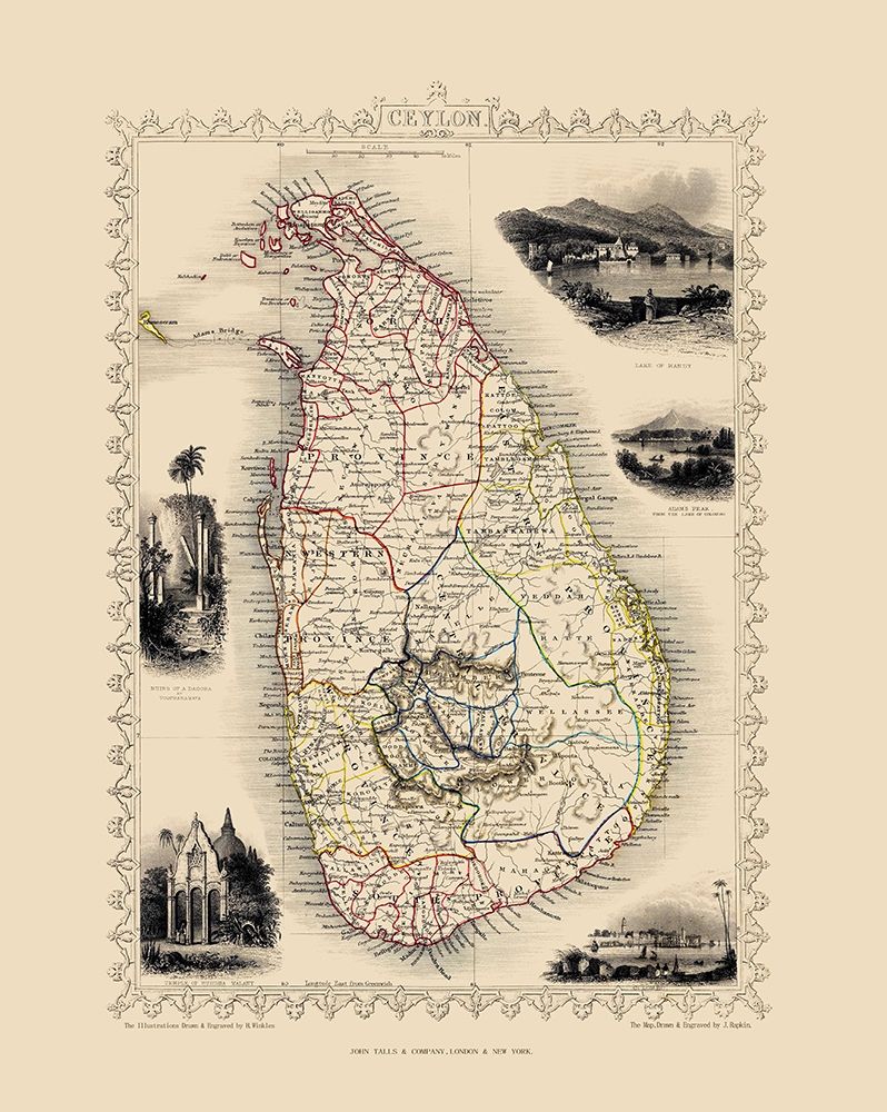 Asia Sri Lanka - Tallis 1851 art print by Tallis for $57.95 CAD