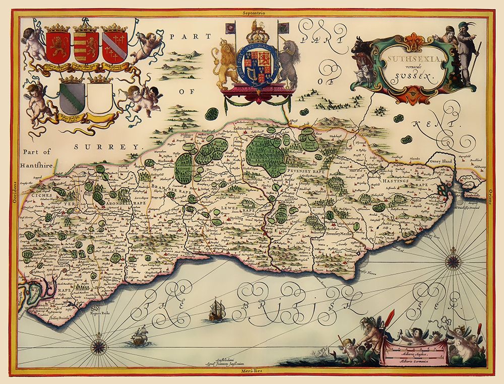 Sussex County England - Jansson 1646 art print by Jansson for $57.95 CAD