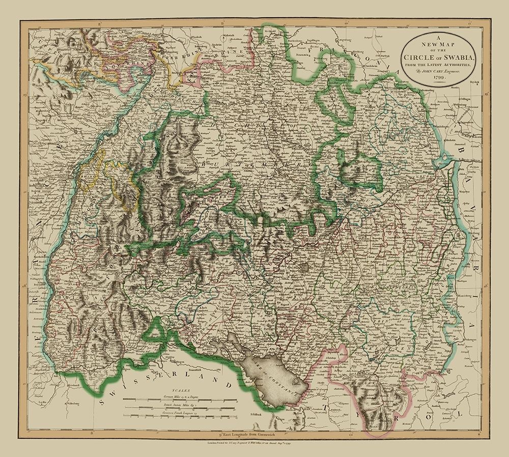 Swabia Region Germany - Cary 1799 art print by Cary for $57.95 CAD