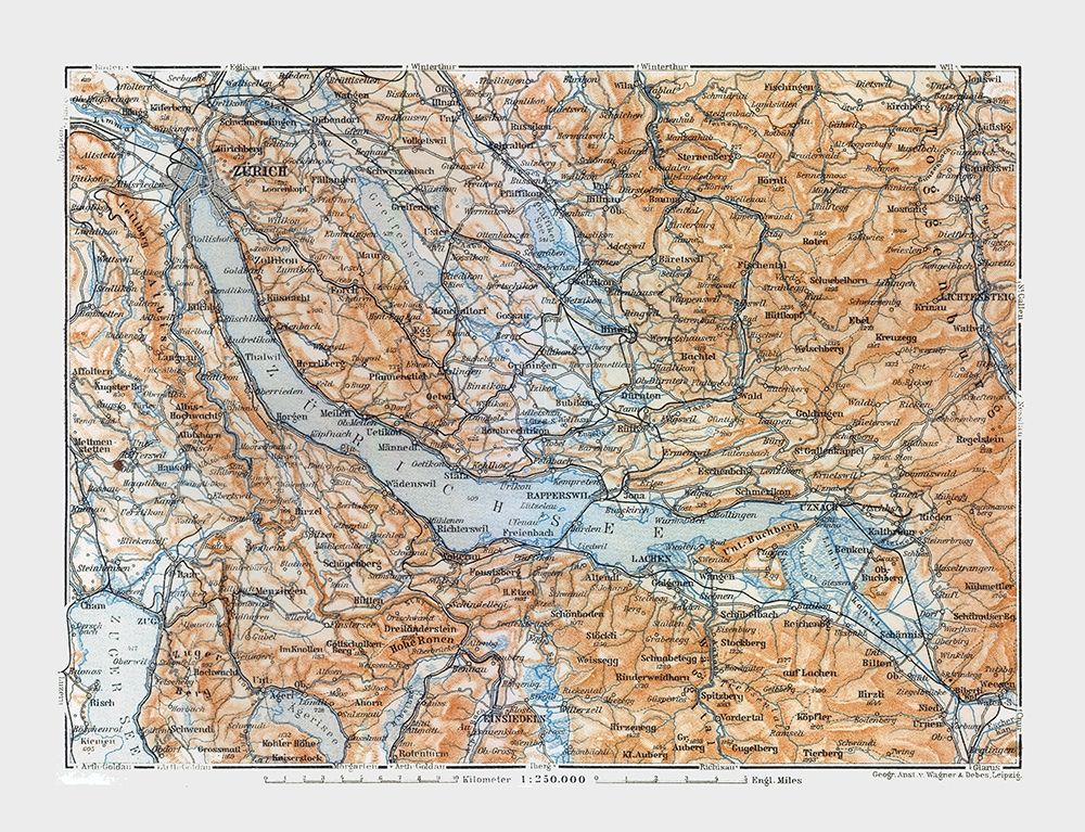 Zurich Sea Region Switzerland - Baedeker 1921 art print by Baedeker for $57.95 CAD