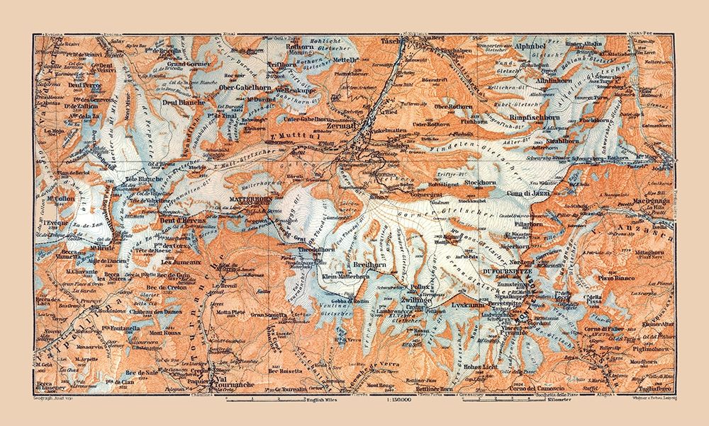 Matterhorn Region Switzerland - Baedeker 1921 art print by Baedeker for $57.95 CAD