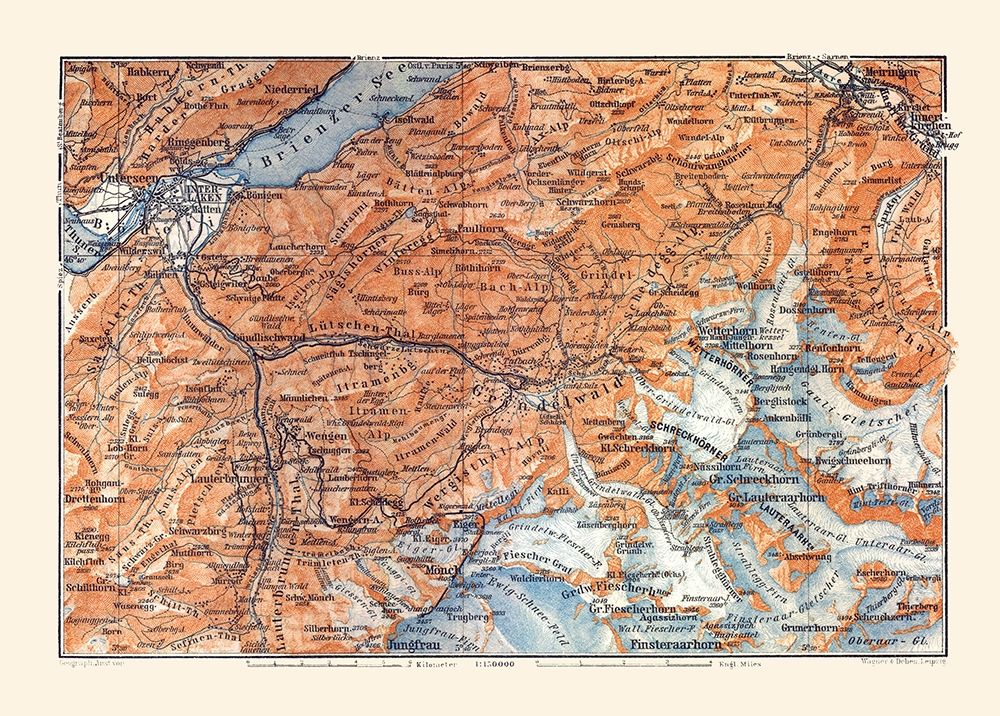 Grindelwald Region Switzerland - Baedeker 1921 art print by Baedeker for $57.95 CAD