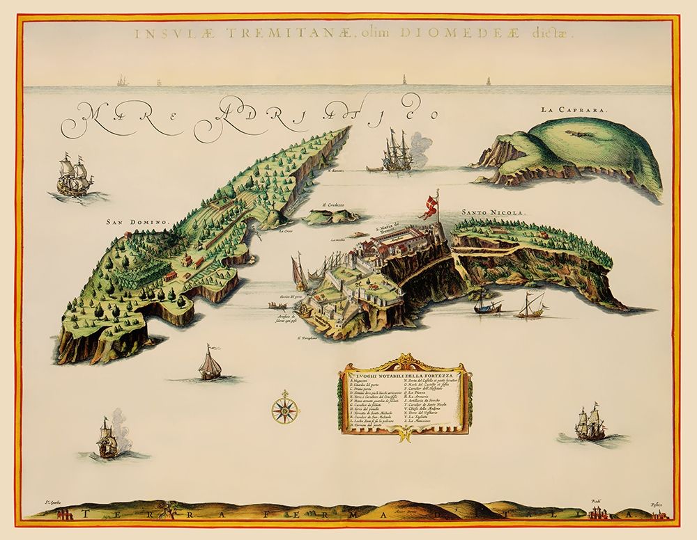 Isole Tremiti Italy - Blaeu 1662 art print by Blaeu for $57.95 CAD