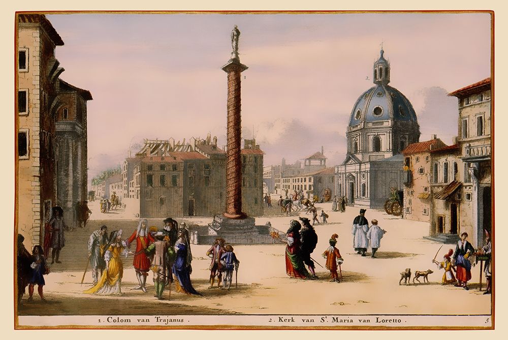 Trajan Column Rome Italy - Visscher 1681 art print by Visscher for $57.95 CAD