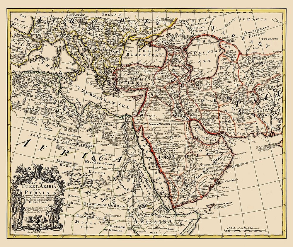 Turkey Arabia Persia - De Lisle 1721 art print by De L isle for $57.95 CAD