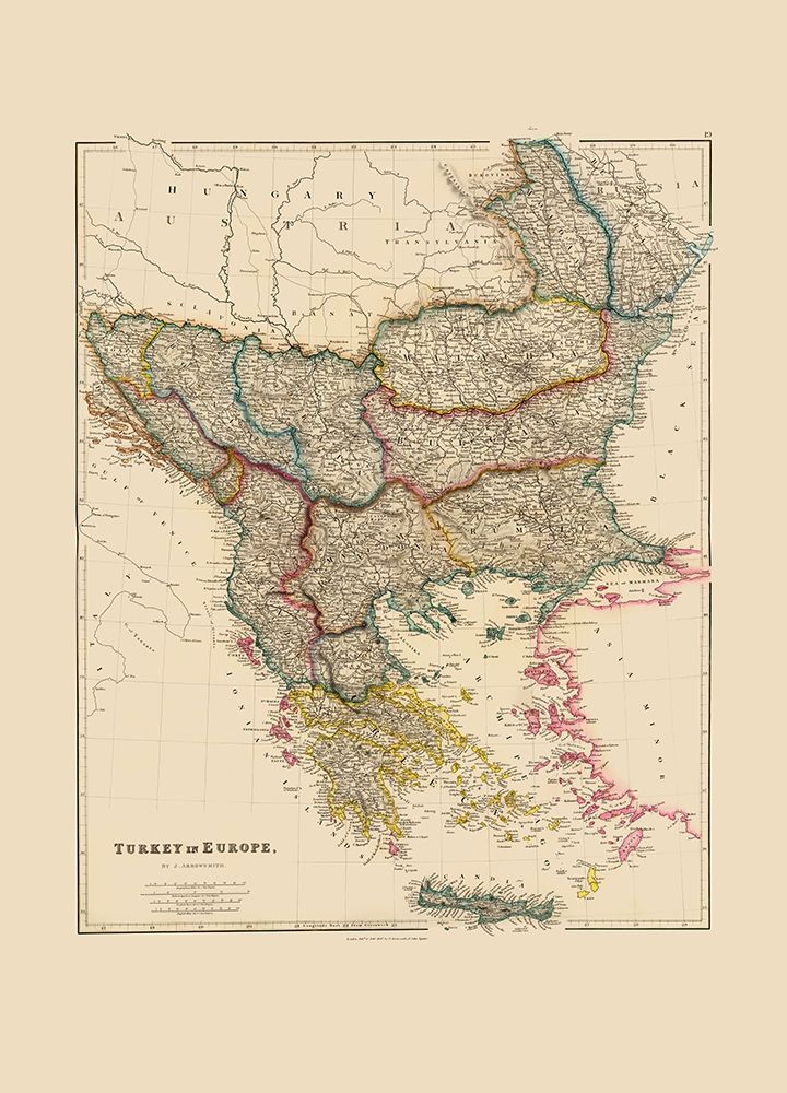 Europe Turkey - Arrowsmith 1844 art print by Arrowsmith for $57.95 CAD