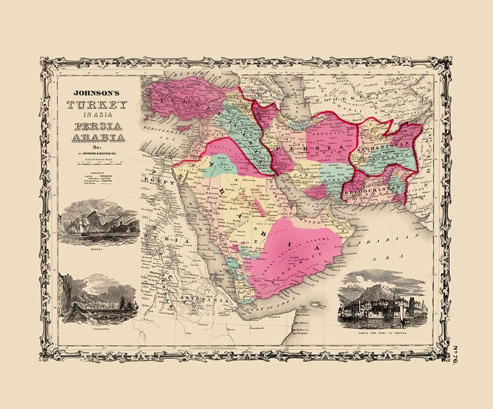 Turkey Persia Arabia - Johnson 1860 art print by Johnson for $57.95 CAD