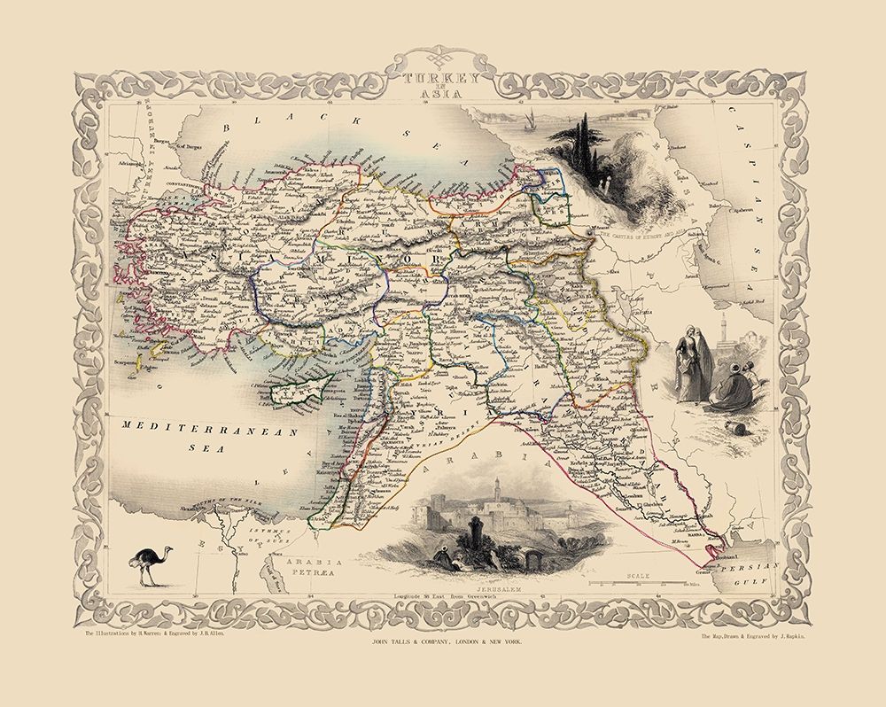 Asia Turkey - Tallis 1851 art print by Tallis for $57.95 CAD