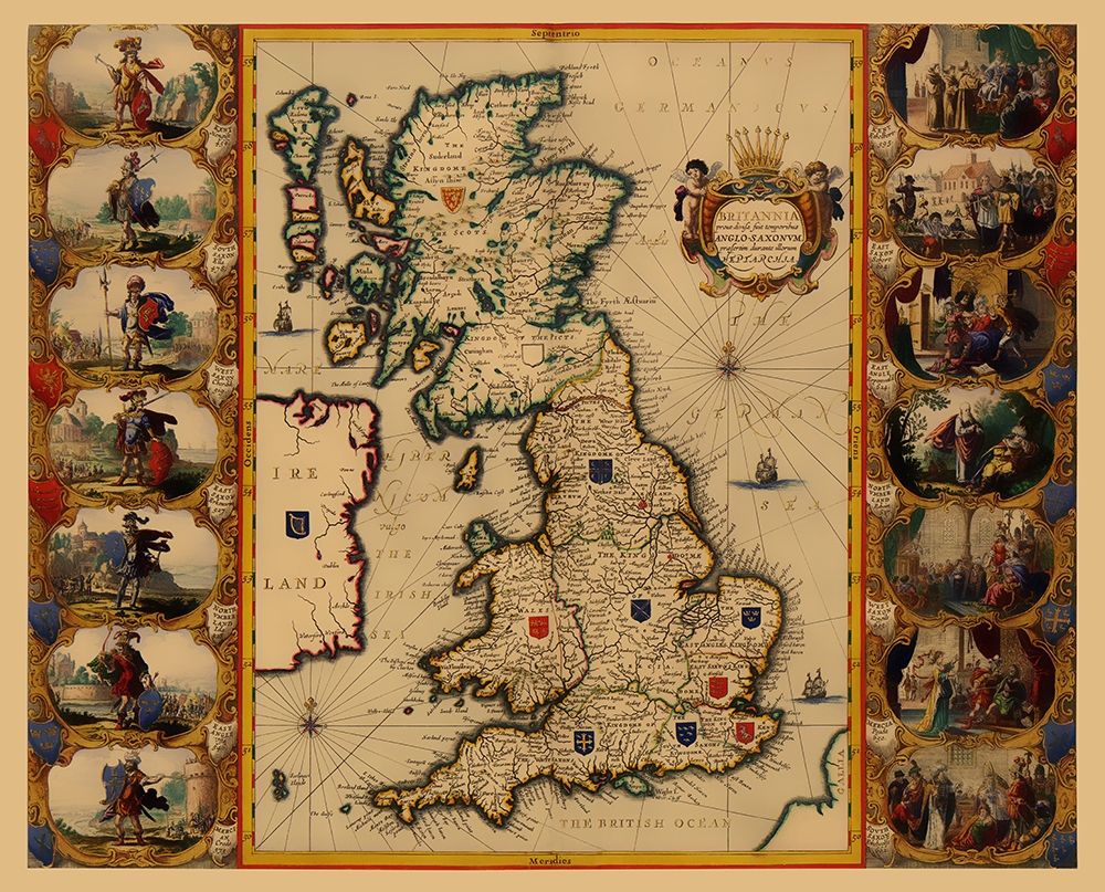England Scotland Wales - Blaeu 1645 art print by Blaeu for $57.95 CAD
