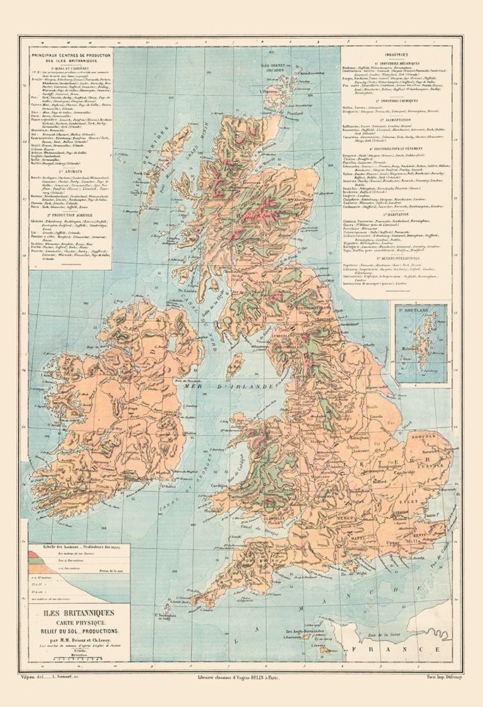British Isles Great Britain Ireland - Drioux 1882 art print by Drioux for $57.95 CAD